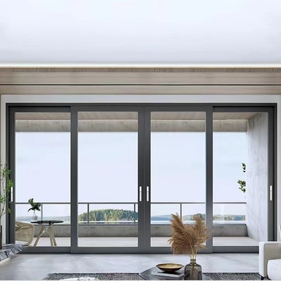 Buen precio Puertas correderas de aluminio personalizadas paneles de vidrio elegantes acabado de plata en línea