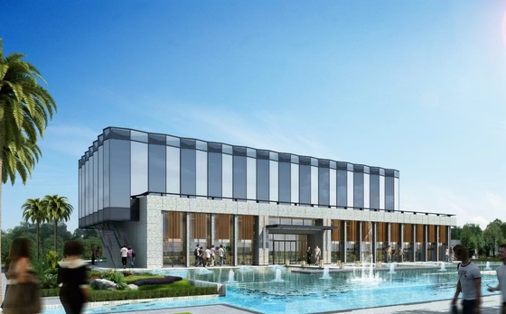 Good price Advanced Stone Curtain Wall Solution Glass Facade Design With Hidden Frame online